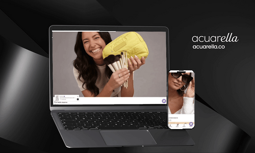 Diseño web de la tienda online de Acuarella en laptop y celular